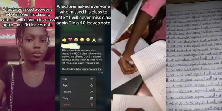 Lecturer punishes absent students, makes them write 'I'll never miss class again' in 40-leaf notebook