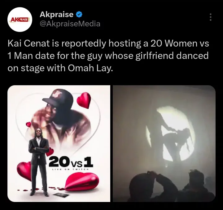 'Heartbreak Turnaround' - Kai Cenat hosts '20 Women vs 1 Man' date for guy whose girlfriend danced with Omah Lay