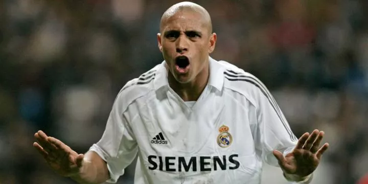 Real Madrid's Brazilian defender Roberto Carlos