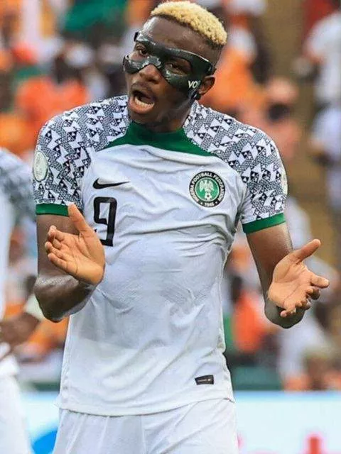 Osimhen rallying his Super Eagles teammates at AFCON 2023.
