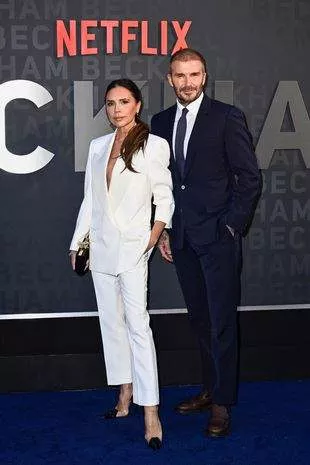 Victoria Beckham and David Beckham at the premiere of the docuseries Beckham in 2023.