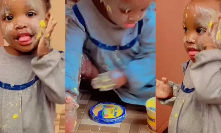 "When they are silent, run and see what's wrong" - Reactions as mother finds her little daughter using butter for skincare
