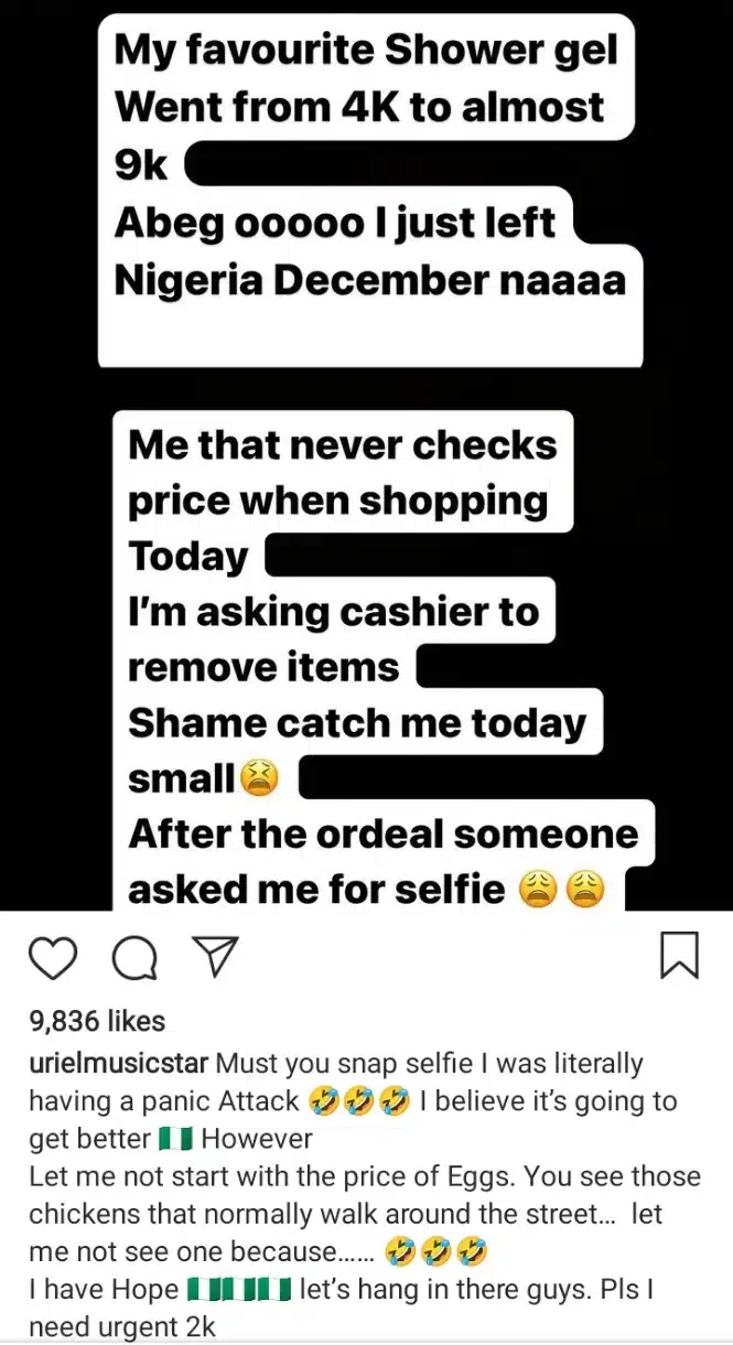 'Shame catch me today small' - Uriel Oputa narrates shopping ordeal as she bemoans cost of living in Nigeria