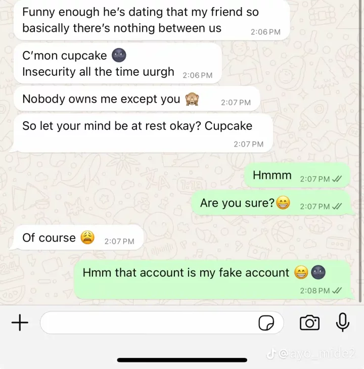 Man uses fake account to expose girlfriend's lies in viral post, heartbreaking chat trends