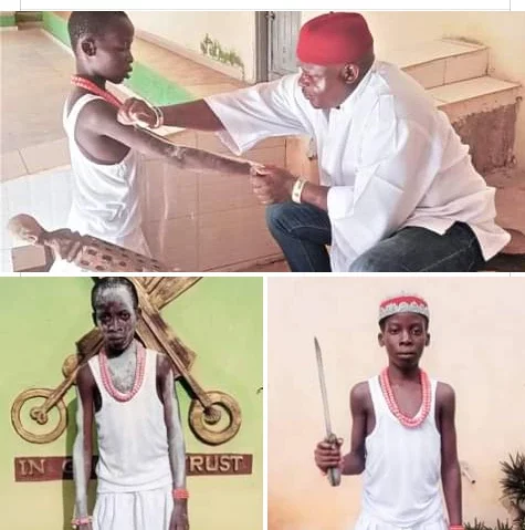 Delta monarch confers chieftaincy title on 12-year-old boy who killed white rabbit while hunting in the bush