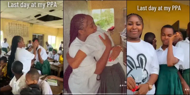 Students weep as corper completes service at their school, video stirs emotions