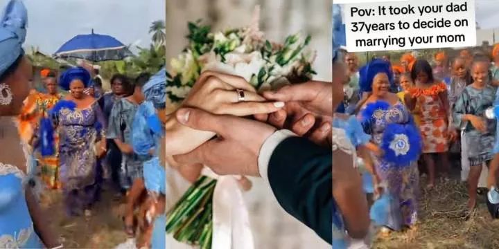 "From partners to spouses" - Nigerian father and mother seal their love with wedding ceremony after 37 years