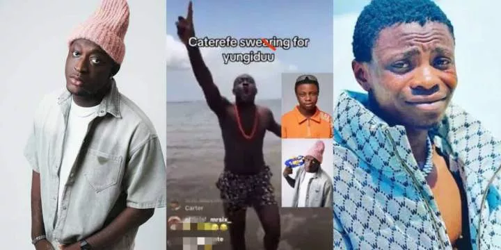 'He's trying to spoil my name' - Carter Efe goes to beach to curse Young Duu