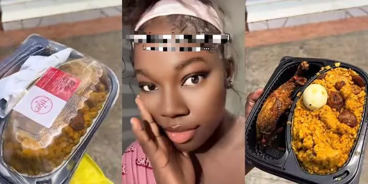 Nigerian lady reportedly orders Banga rice, chicken and plantain for ₦150k