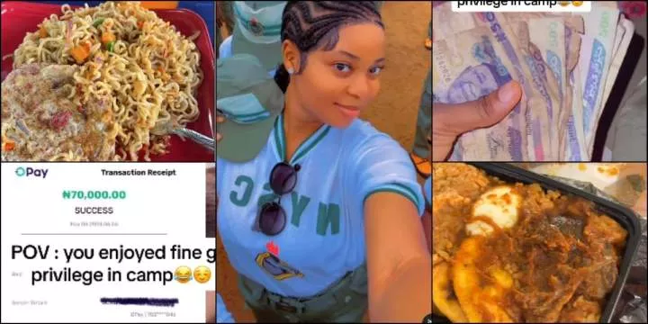 Corper flaunts cash, food she received for being pretty at NYSC camp
