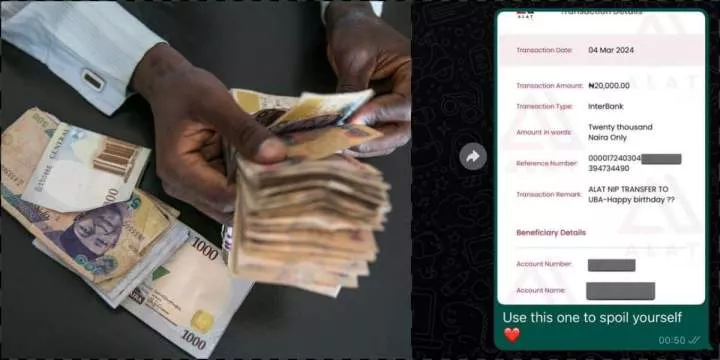 Man gets painful reply after sending N20K to girlfriend as birthday gift