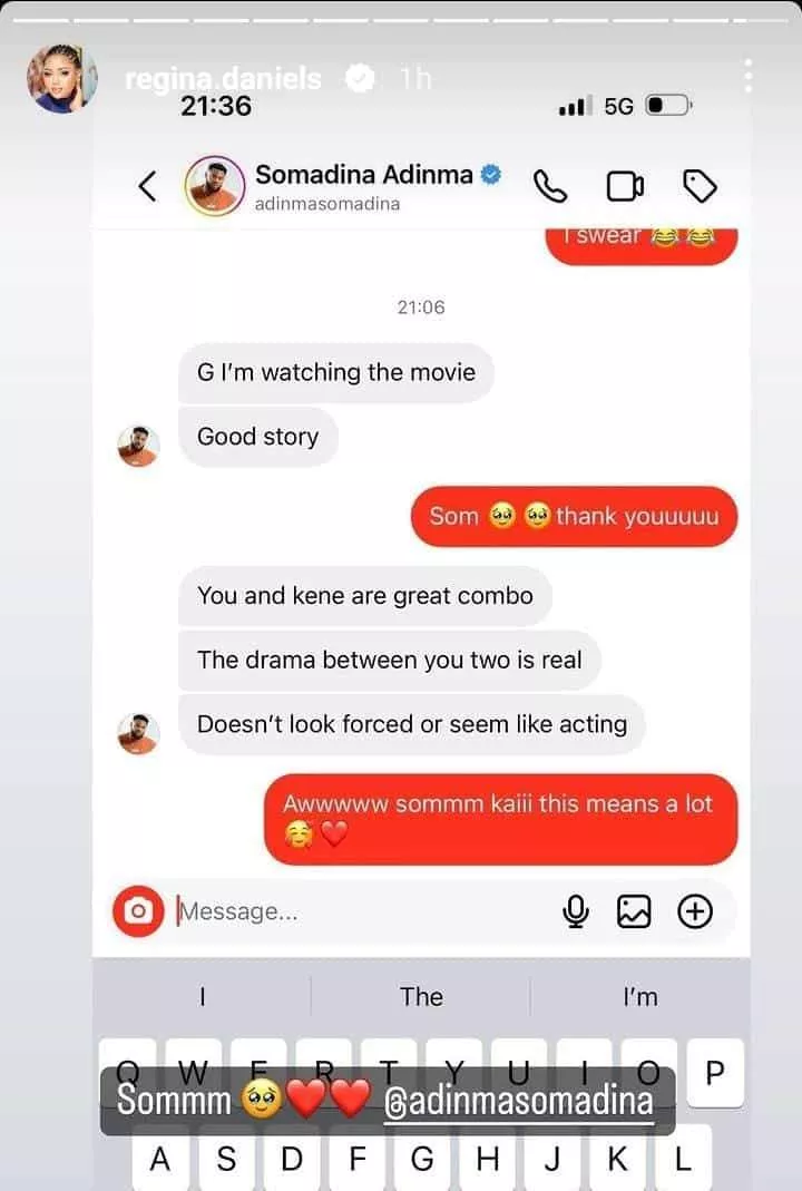 'It is real' - Leaked chat between Regina Daniels and ex-boyfriend Somadina