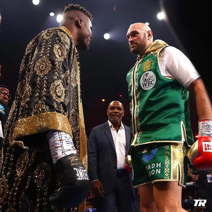 UFC fighter Francis Ngannou was defeated by WBC heavyweight champion Tyson Fury in Saudi Arabia. X/Top Rank Boxing