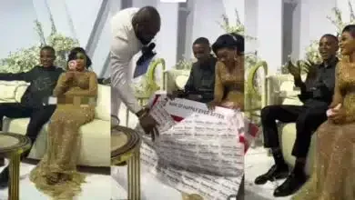 Delighted couple receives N200M cash gift on wedding day