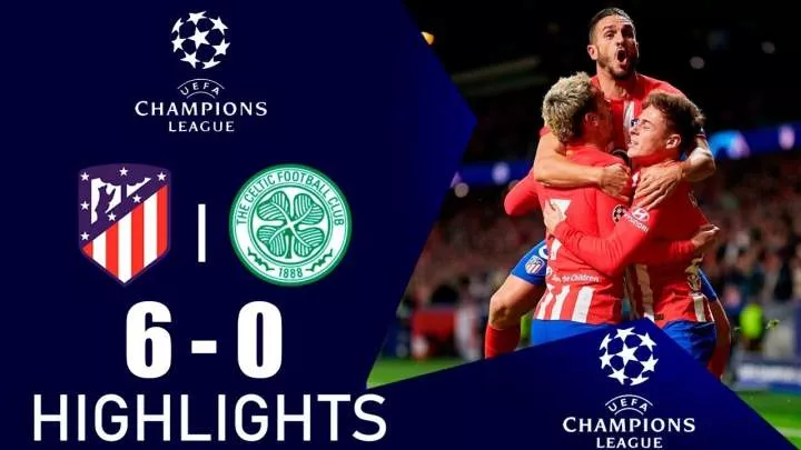 Atlético Madrid 6 - 0 Celtic (Nov-7-2023) Champions League Highlights