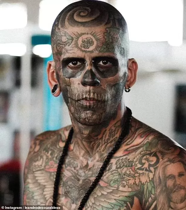 Brazil's most tattooed man shares incredible transformation after having painful surgery to remove two decades worth of tattoos (photos)