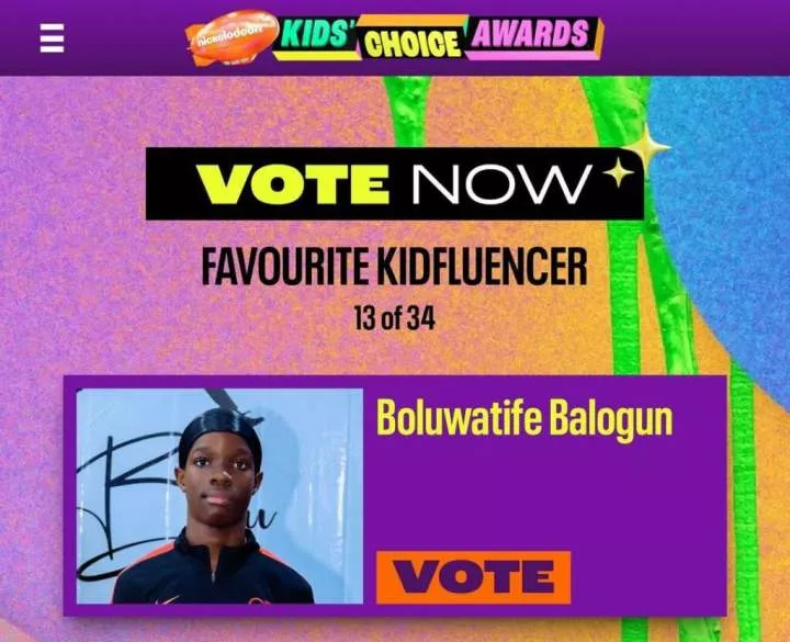 Wizkid's son, Boluwatife gets nominated for Nickelodeon Kids' Choice Awards