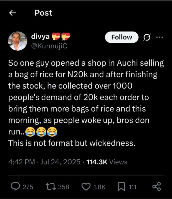 Edo man sells 50kg rice at ₦20k, disappears with over ₦20 million from 1,000+ pre-orders