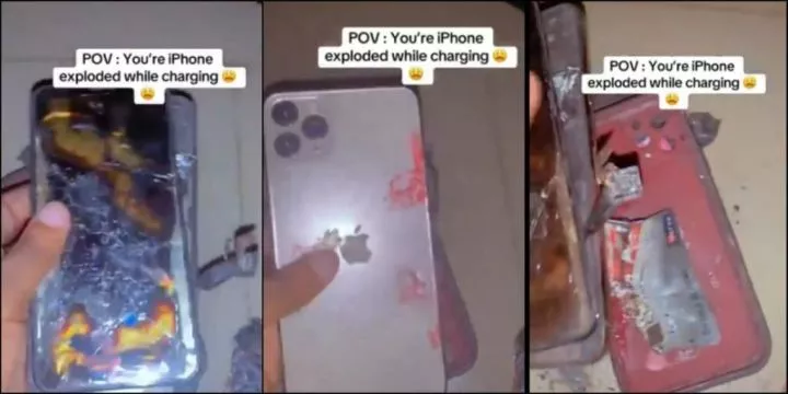 Lady laments as her iPhone explodes while charging Lady laments as her iPhone explodes while charging