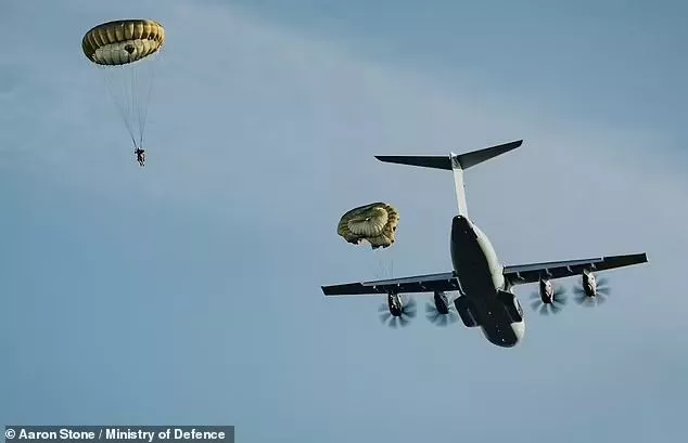 Soldiers from the 2nd Battalion of the British Parachute Regiment (2PARA) are seen dropping onto Gotland for NATO Exercise Swift Response