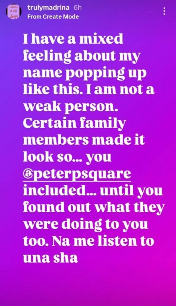 Cynthia Morgan Lashes Out at Peter Okoye For Dragging Her Name Into Family Feud