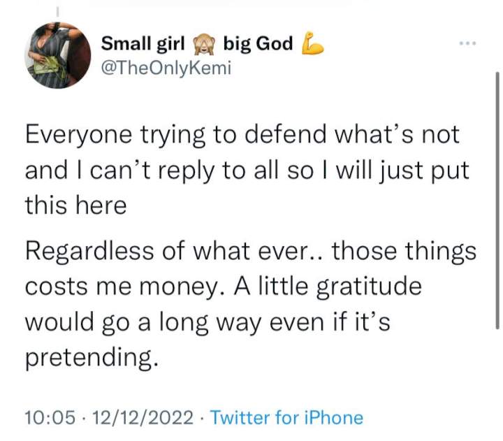 Nigerian lady reveals why she vowed to stop buying gifts for men