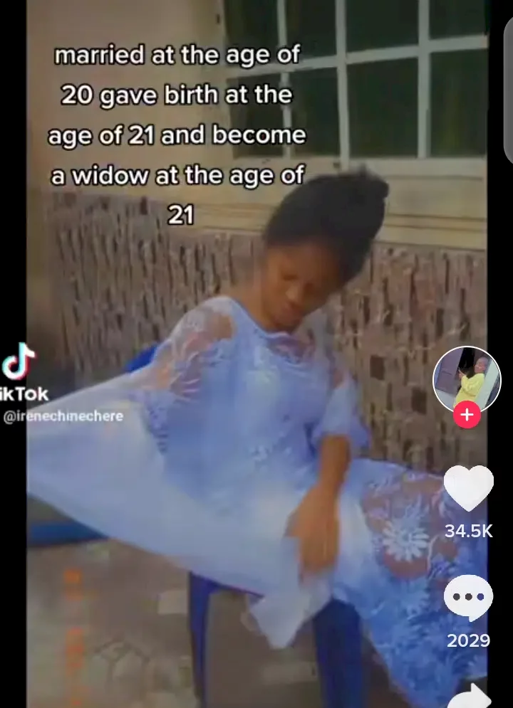 Nigerian lady who married at the age of 20 becomes widow at 21 (Video)