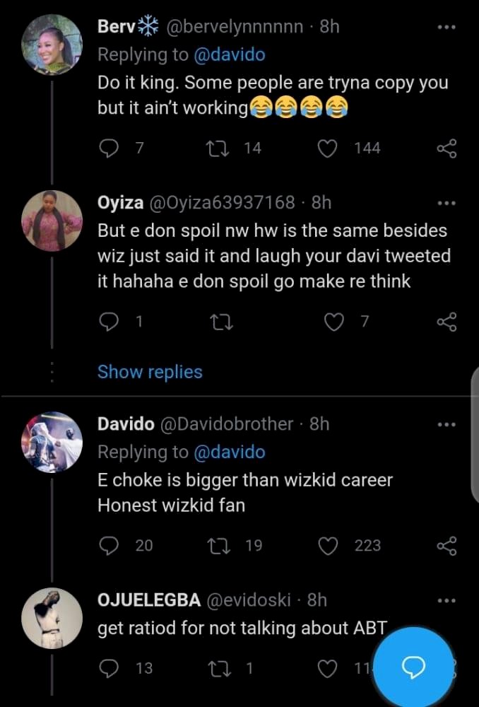 Davido set to get “e choke” copyrighted hours after Wizkid rebranded it