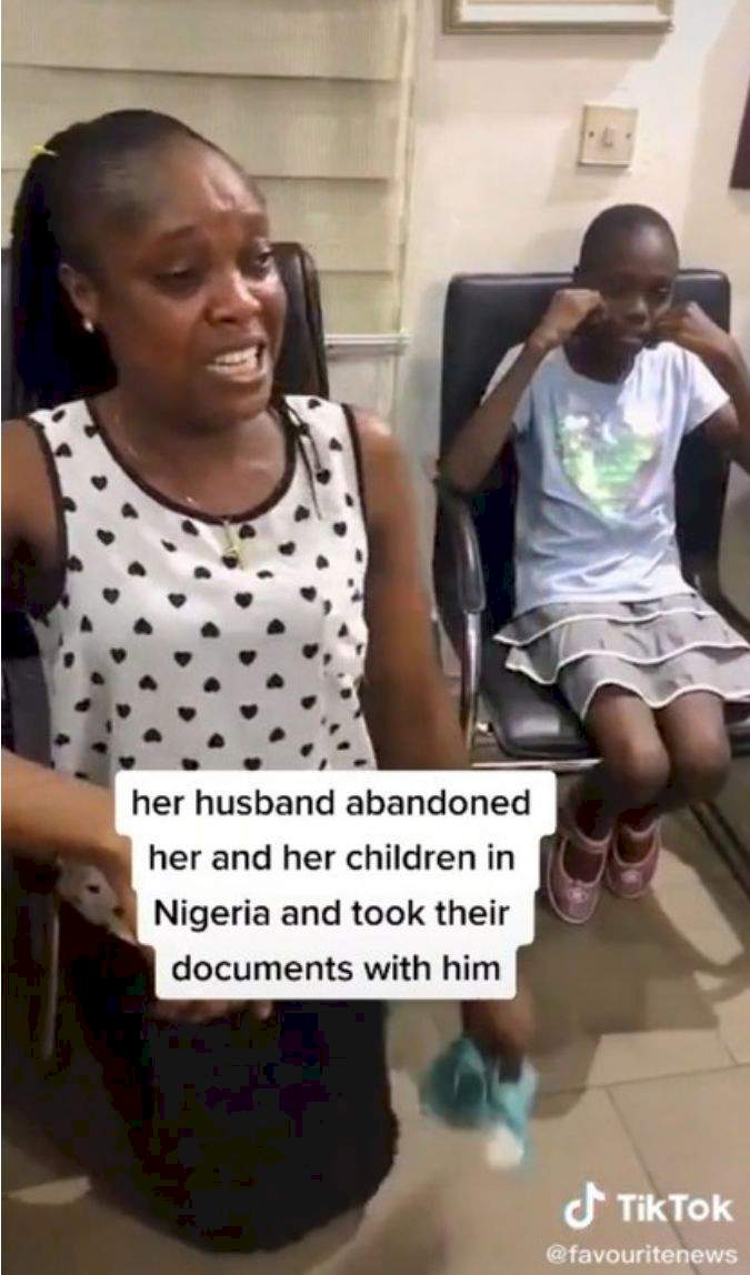 Man tricks wife and kids into visiting Nigeria; flees back with their travel documents (Video)