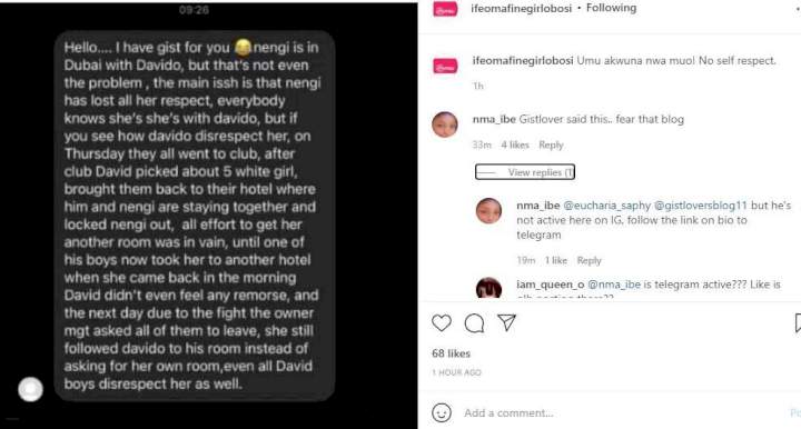 How Davido allegedly disrespected Nengi at their hotel in Dubai