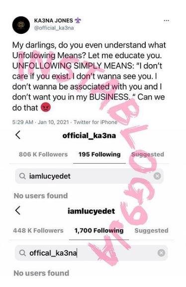 “Don’t toy with my feelings” – Lucy lashes out at Ka3na over birthday wish