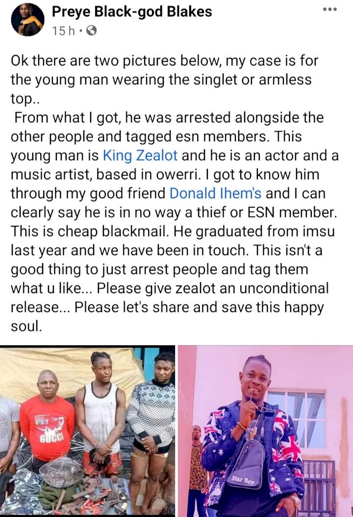 Nollywood actor arrested and paraded as an ESN operative