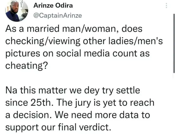 Man ponders if viewing other people's social media posts is considered cheating