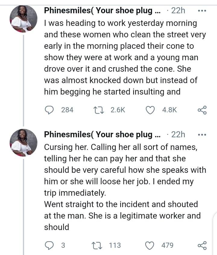Lady reveals how she made a pompous driver pay for damages to a road sweeper he almost knocked down