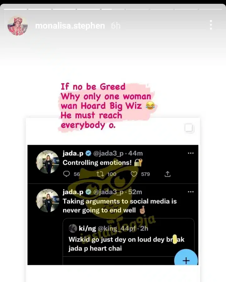 'Wizkid must reach everybody; you're being greedy by keeping him all to yourself' - Monalisa Stephen tackles Jada Pollock