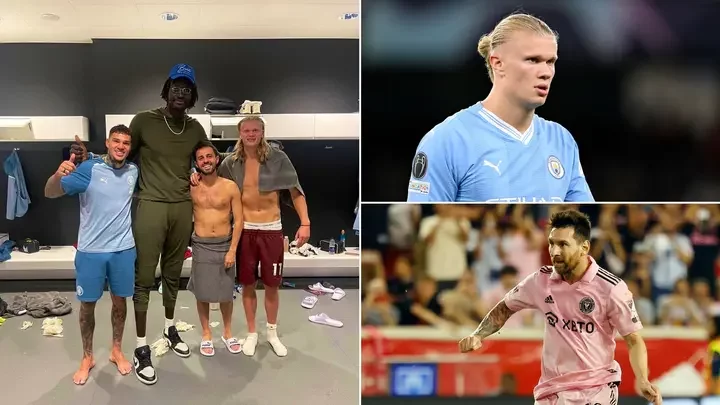 Mamadou Ndiaye Makes Haaland 'Look Like Messi' As He Towers Over Man City Star in Viral Photo