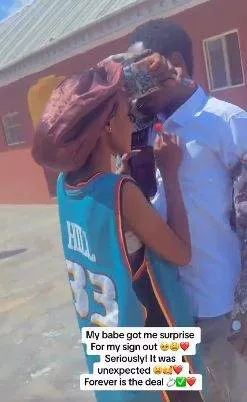 Young Lady Surprises Graduating Boyfriend With Gift On Sign-out Day (Video)