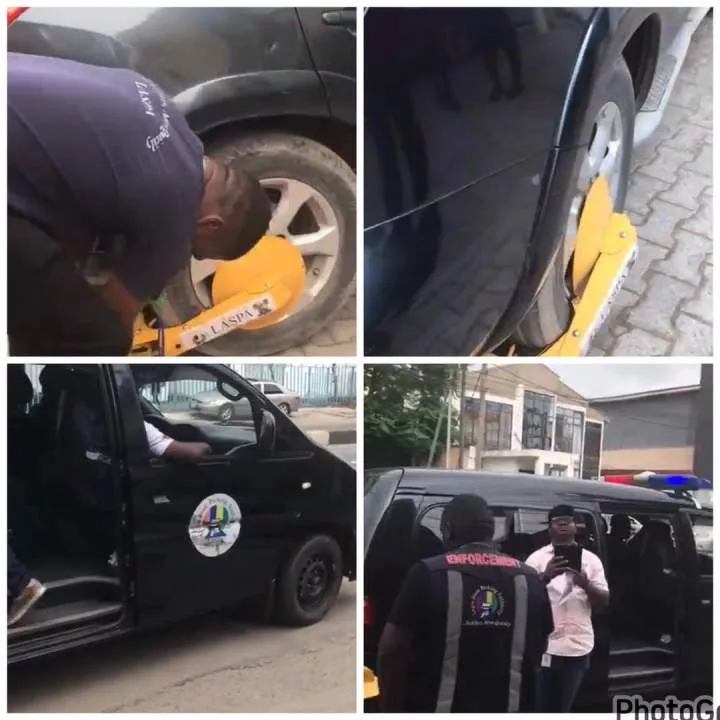 Lady challenges Lagos state government officials for clamping her car parked in a car park (video)