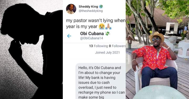 Man shares chat with individual who tried to defraud him by impersonating Obi Cubana