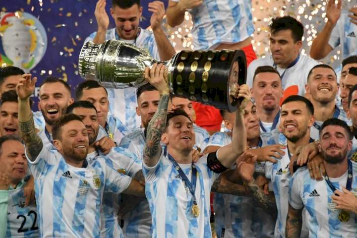 Messi reacts as Argentina beat Brazil to win Copa America