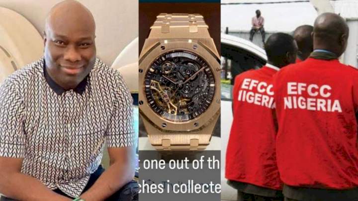 "They won rip me; thieves in government uniform" - Mompha writes, flaunts luxury watches retrieved from EFCC (Photos)
