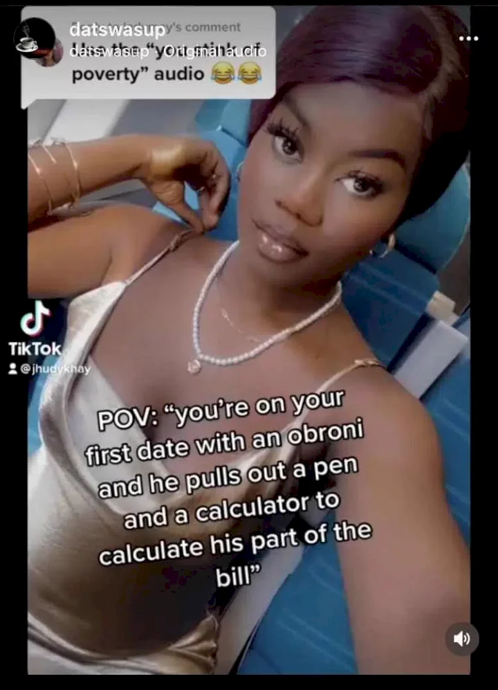 Lady shocked after being asked to split bill on date following relocation abroad (Video)