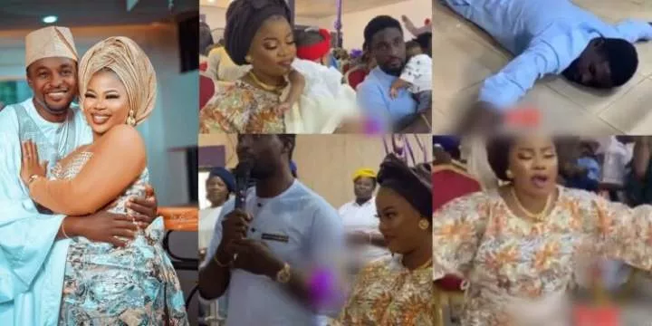 "We were called names and told to see herbalists" - Actor, Adeniyi Johnson and wife, Seyi shares testimony as they dedicate their twins in church (Video)
