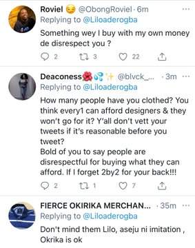 Lilo Aderogba sparks reactions for saying 'wearing of fake things is disrespectful to those who pay a lot for the original'