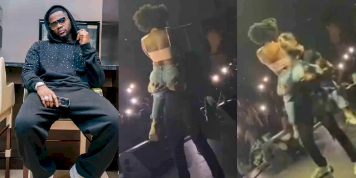 "After power of God and money, nah power of yansh" - Reactions as Kizz Daniel tells lady he hijacked during concert to 'DM' him (Video)