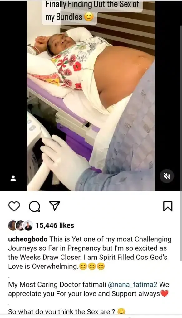 Uche Ogbodo reveals she's expecting twins, shares huge baby bump