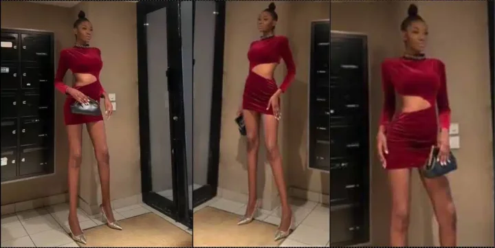 Ex-Miss Côte d'Ivoire, Mandjalia causes a stir with her height (Video)