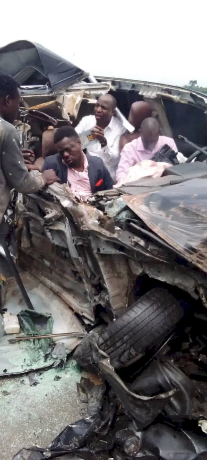 Gospel singer, Dunsin Oyekan survives horrific accident (Photos)