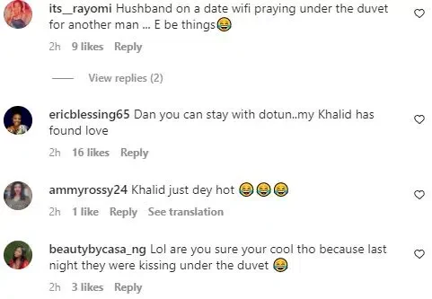 Daniella and Dotun get busy under the sheet as Khalid steps out with mystery lady (Video)
