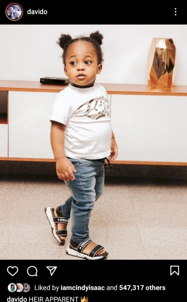 Davido declares Chioma's son, Ifeanyi as his 'heir apparent'